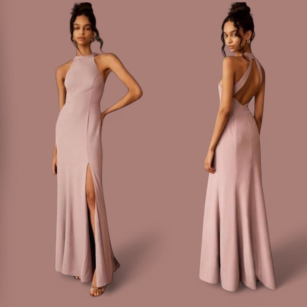 BHLDN X ANTHROPOLOGIE Serephina Crepe‎ Maxi Dress Lilac Open Back Size:10 $220